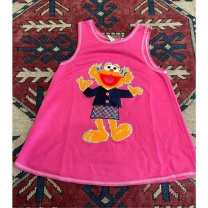 Vintage Sesame Street Tank Top Shirt Zoe 4T Pink Baby Child Girl Rare Kids